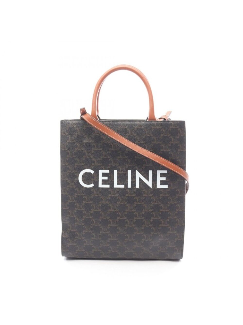 Celine Seri Tote Smo Ruba Tikalcaba 2-Way Black Brown Co Ting Canvas Leather - Picture 1 of 5
